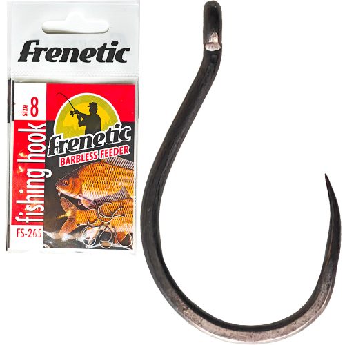 Frenetic FS265 fekete füles feeder szakállmentes barbless horog 10