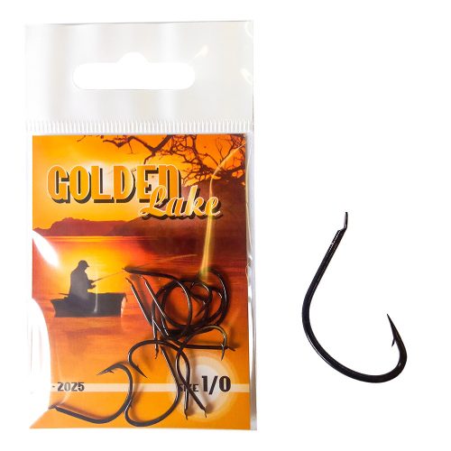 Golden Lake horog 2025 black nickel lapkás pontyozó horog 4