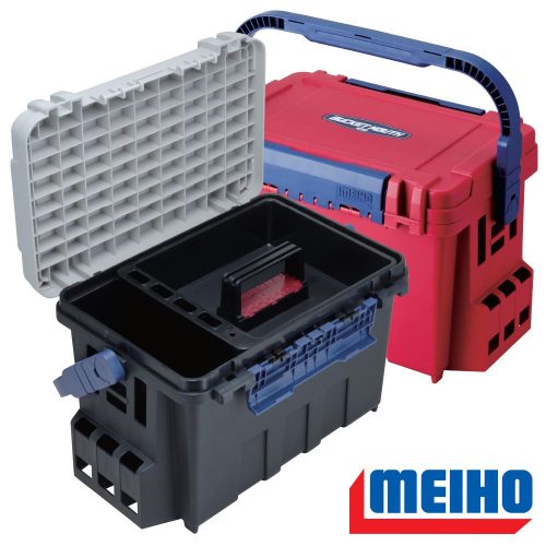 Meiho Bucket Mouth BM-9000 műanyag horgász láda Fekete/fehér