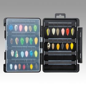   Meiho Free Board Case 3010A szivacsos szerelék és műcsali tartó horgász doboz fekete